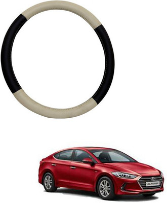 RKPSP Hand Stiched Steering Cover For Universal For Car Elantra(Beige/Brown, Leatherite)