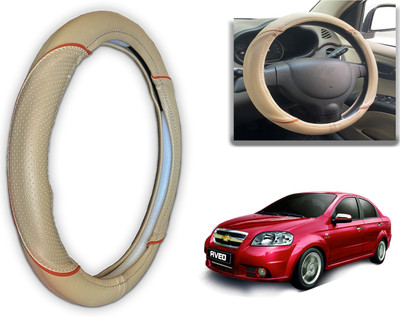 PEEPS STORE Steering Cover For Chevrolet Aveo(Black, Red, Leatherite)