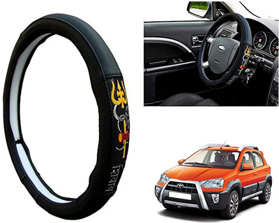 GS Grow n Shine Hand Stiched Steering Cover For Toyota Etios Cross(Black, Leatherite)