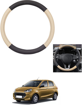 MATIES Steering Cover For Maruti Alto K10(Beige/Black, Leather)