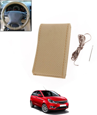 ABJD Hand Stiched Steering Cover For Mahindra Bolt(Beige, Leatherite)