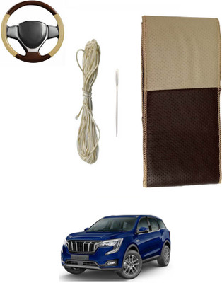 ABJD Hand Stiched Steering Cover For Mahindra Universal For Car(Beige, Brown, Leatherite)