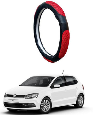AUTO PEARL Steering Cover For Volkswagen Polo Exquisite(Black Red, Leatherite)