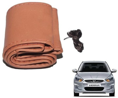 S MANGLAM Hand Stiched Steering Cover For Tata Swift Dzire, TUV 300, Verna, Vitara, WagonR, Xcent, i10 Active, i20, Baleno(Brown, Leatherite)