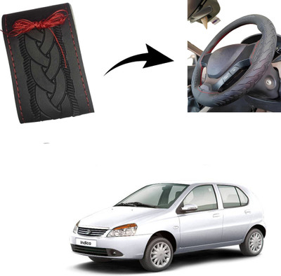 Autoinnovation Hand Stiched Steering Cover For Tata Indica(Black, Leather)