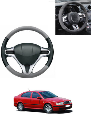 AYW Steering Cover For Skoda Octavia(Grey/Black, Leatherite)