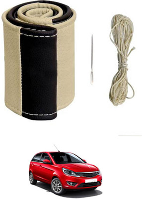 ABJD Hand Stiched Steering Cover For Mahindra Bolt(Beige, Black, Leatherite)