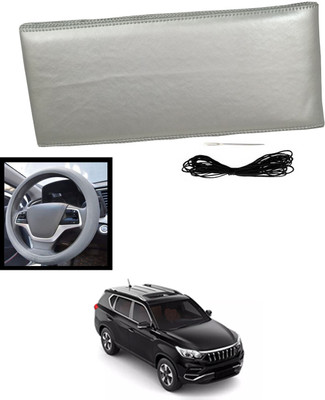 MATIES Hand Stiched Steering Cover For Mahindra Universal For Car(Silver, Leatherite)