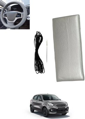 MSNP Hand Stiched Steering Cover For Maruti Celerio(Silver, Leatherite)
