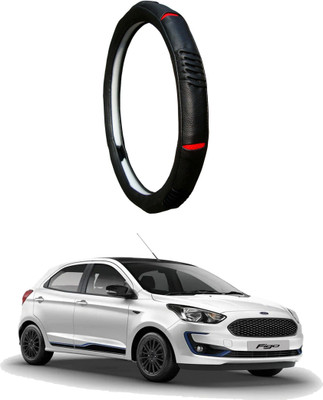 AUTO PEARL Steering Cover For Ford Figo(Black Red, Leatherite)