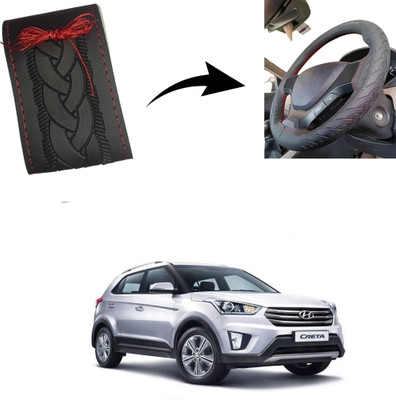Autoinnovation Hand Stiched Steering Cover For Hyundai Creta(Black, Leather)