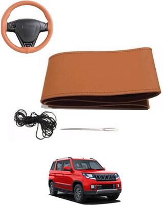 MATIES Hand Stiched Steering Cover For Mahindra TUV 300(Tan, Leatherite)