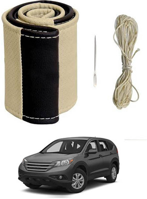 ABJD Hand Stiched Steering Cover For Chevrolet Universal For Car(Beige, Black, Leatherite)