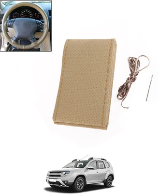 MATIES Hand Stiched Steering Cover For Renault Duster(Beige, Leatherite)