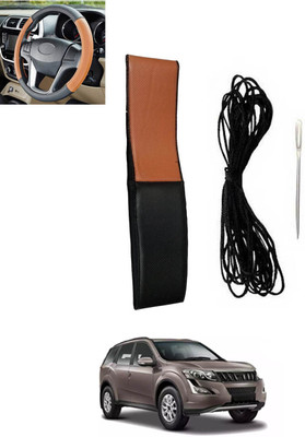 monolive Hand Stiched Steering Cover For Mahindra XUV 500(Tan, Black, Leatherite)