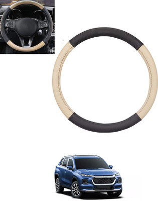monolive Hand Stiched Steering Cover For Universal For Car Grand Vitara(Beige, Black, Leatherite)