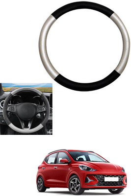 MATIES Steering Cover For Hyundai Universal For Car(Silver, Black, Leather)