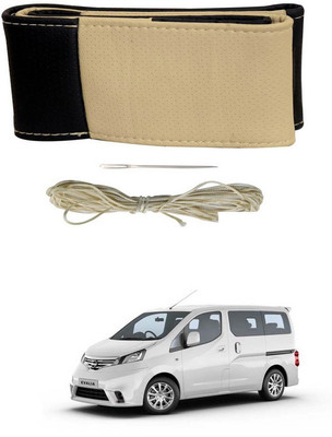 RKPSP Hand Stiched Steering Cover For Universal For Car Etios Liva(Beige/Black, Leatherite)
