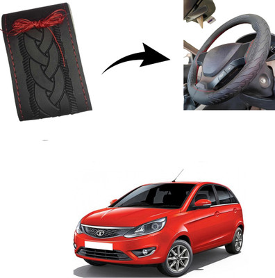 Autoinnovation Hand Stiched Steering Cover For Tata Indica Vista(Black, Leather)