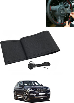 MATIES Hand Stiched Steering Cover For BMW X3(Black, Leatherite)