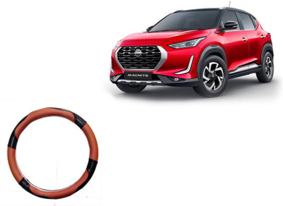 HOTRENZ Steering Cover For Nissan Micra(Steering Cover For Nissan Magnite Light Brown,Black, Leatherite)