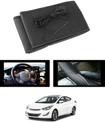 monolive Hand Stiched Steering Cover For Hyundai Elantra(Black, Leatherite)