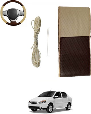 monolive Hand Stiched Steering Cover For Tata Indigo(Brown/Beige, Leatherite)