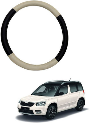 RKPSP Hand Stiched Steering Cover For Universal For Car Yeti(Beige/Brown, Leatherite)