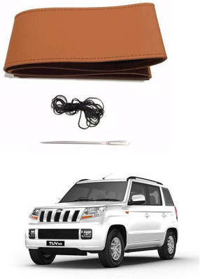 RKPSP Hand Stiched Steering Cover For Universal For Car Universal For Car(Tan, Leatherite)