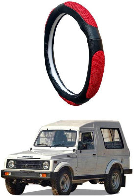 AUTO PEARL Steering Cover For Maruti Gypsy(Black Red, Leatherite)