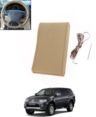 monolive Hand Stiched Steering Cover For Mitsubishi Pajero(Beige, Leatherite)