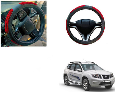 Automotive Prist Steering Cover For Nissan Terrano(Black & Red, Leatherite)