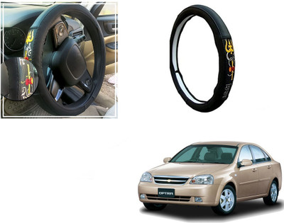 Automotive Prist Steering Cover For Chevrolet Optra(Black, Leatherite)