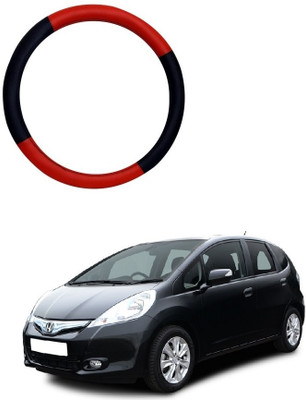 SPREADX Steering Cover For Honda Jazz(Red, Black, Leatherite)