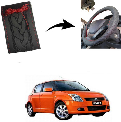 Autoinnovation Hand Stiched Steering Cover For Maruti Swift(Black, Leather)