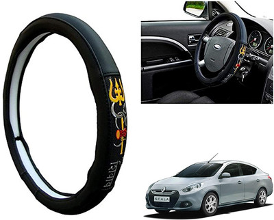 GS Grow n Shine Hand Stiched Steering Cover For Renault Scala(Black, Leatherite)