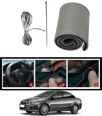 MSNP Hand Stiched Steering Cover For Fiat Linea(Gery, Leatherite)