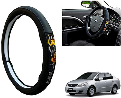 GS Grow n Shine Hand Stiched Steering Cover For Maruti SX4(Black, Leatherite)