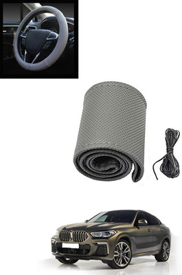 MATIES Hand Stiched Steering Cover For BMW X6(Grey, Leatherite)