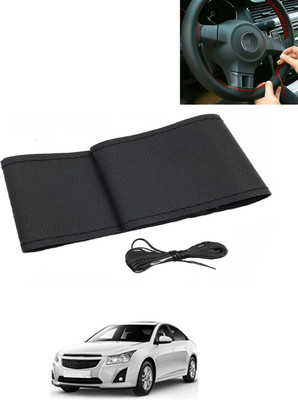 AYW Hand Stiched Steering Cover For Chevrolet Cruze(Black, Leatherite)