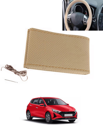 MATIES Hand Stiched Steering Cover For Hyundai i20(Beige, Leatherite)