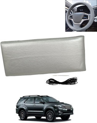 AYW Hand Stiched Steering Cover For Toyota Fortuner(Silver, Leatherite)