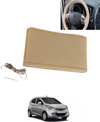 MATIES Hand Stiched Steering Cover For Hyundai Eon(Beige, Leatherite)