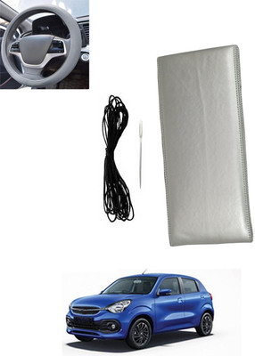 MSNP Hand Stiched Steering Cover For Maruti Celerio(Silver, Leatherite)