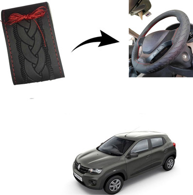 Autoinnovation Hand Stiched Steering Cover For Renault Kwid(Black, Leather)