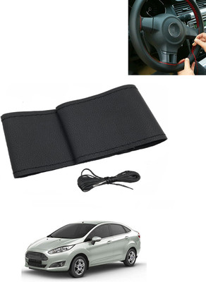 MATIES Hand Stiched Steering Cover For Ford Fiesta(Black, Leatherite)