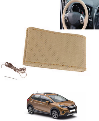 MATIES Hand Stiched Steering Cover For Honda Universal For Car(Beige, Leatherite)