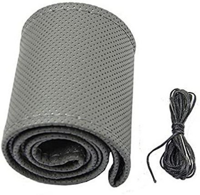 RKPSP Hand Stiched Steering Cover For Universal For Car Enjoy(Grey, Leatherite)