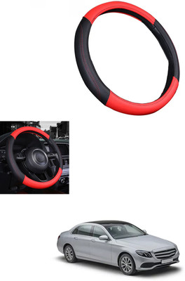MATIES Steering Cover For Mercedes Benz E200(Red/Black, Leather)