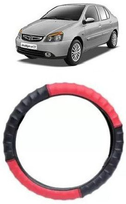 OOLTAH PAHIYA Hand Stiched Steering Cover For Tata Indigo CS(Red & Black, Leatherite)